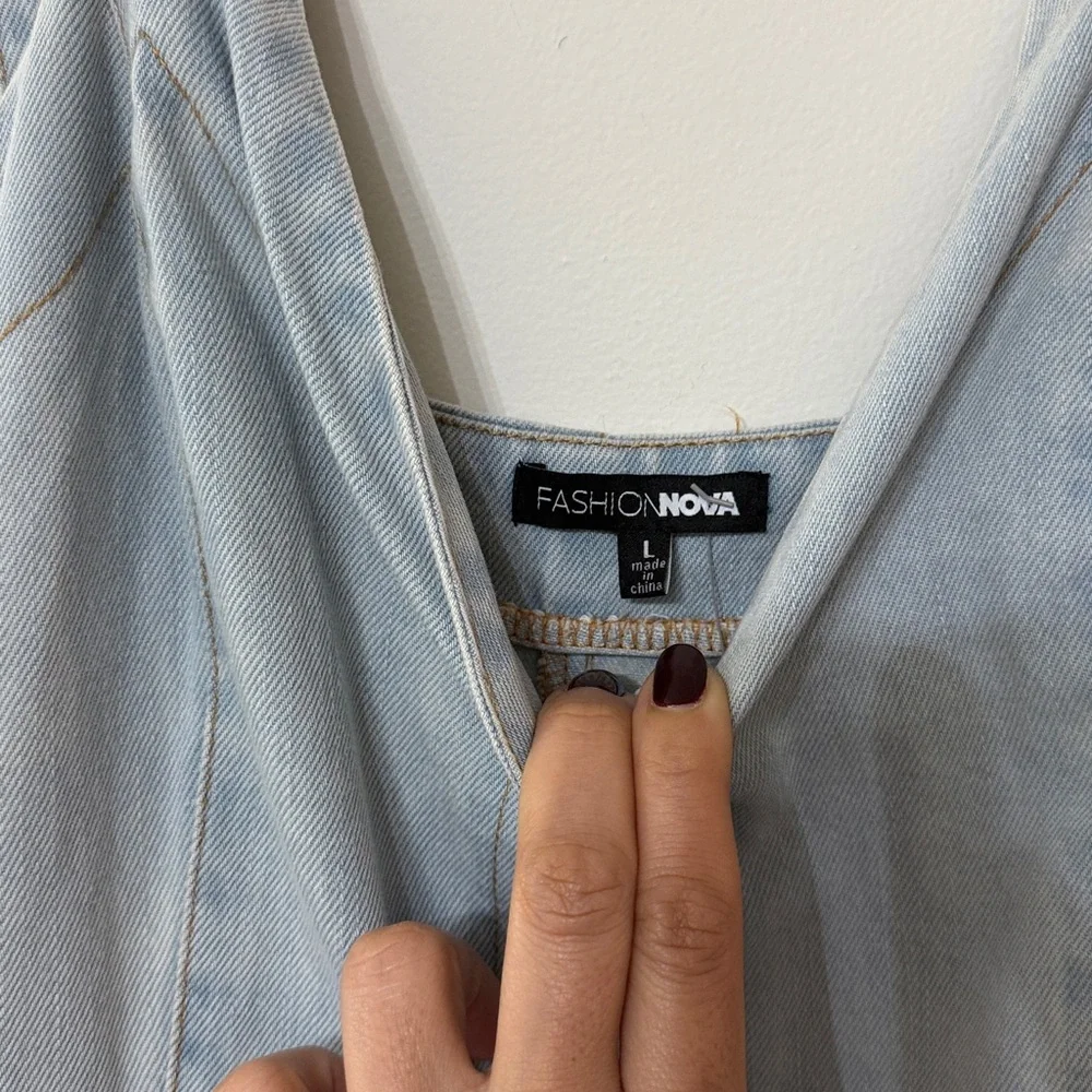 Fashion Nova‎ Light Blue Denim Overalls